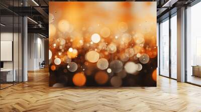 Blurred gold glitter sparkles bokeh luxury Christmas background Wall mural