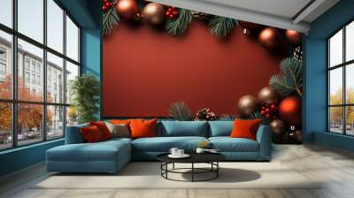 Christmas and New Year background with copy space for greeting card or web banner Wall mural