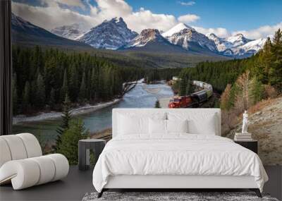 Train in the Valley at Morant's Curve in Banff Canada Wall mural