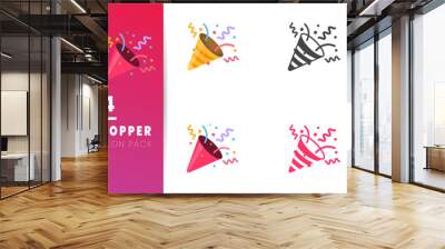 Confetti Party Popper icon vector, logo illustration isolated on white Wall mural