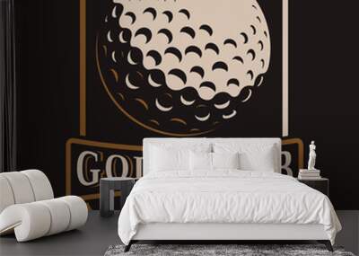 Golf ball vector logo on dark background Wall mural