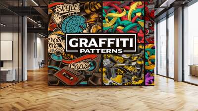 Set of seamless patterns with graffiti art Wall mural