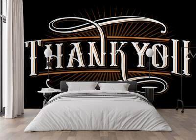 Thank you lettering illustration. Wall mural