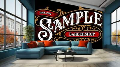 Vintage lettering template for barbershop Wall mural