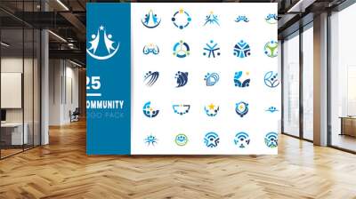 Set of 25 creative people logo design template with flat style isolated on white background. Suitable for business, teamwork, community company Wall mural