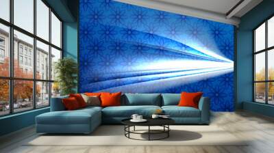 abstract bright blue colorful line wave technology background ve Wall mural