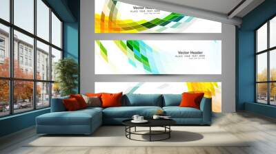 Abstract business three colorful mosaic header design vector Wall mural