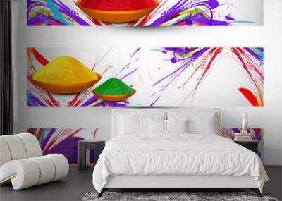 abstract gulal background colorful holi festival header and bann Wall mural