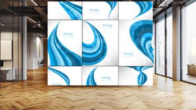 abstract Set of technology collection blue wave vector Wall mural