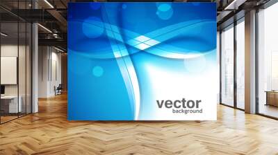 Beautiful blue creative wave colorful vector background illustra Wall mural