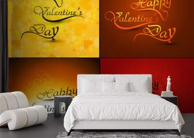 Beautiful card collections valentine's day with calligraphy text Wall mural