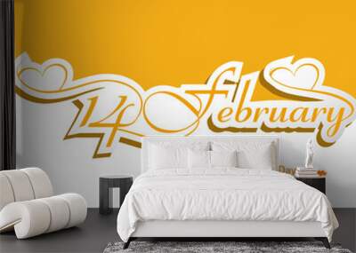 calligraphic 14 february headline happy valentine's day text col Wall mural