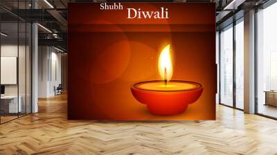 colorful diwali diya celebration festival card background illust Wall mural