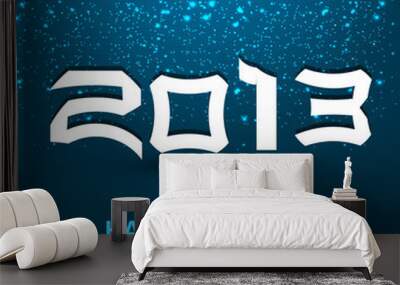 Happy new year shiny 2013 colorful blue celebration dotted vecto Wall mural