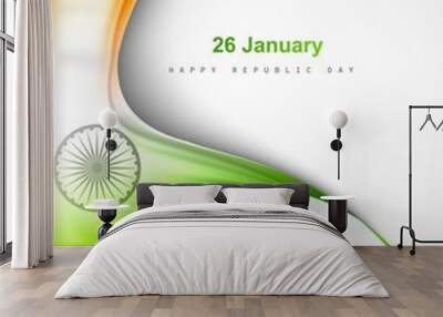 indian flag in creative wave stylish design Wall mural