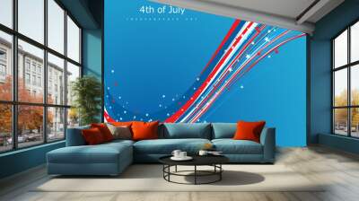 vector illustration 4th of july american independence day wave c Wall mural