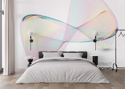 Abstract colorful infinity wave mesh 3D look on white background with space for text  vector illustration Wall mural