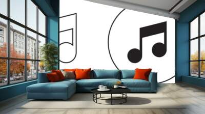 Music notes icon. Musical key signs  circle filled, stroke black fill set. Song streaming service melody Tone or tune vector icon, in trendy flat style design for web and mobile app sign and symbol Wall mural