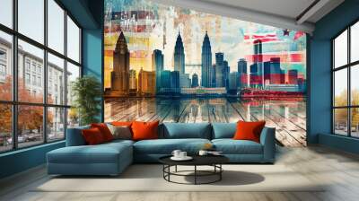 Charming European Streets at Sunset Wall mural