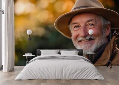 portrait of a senior man in the park Wall mural