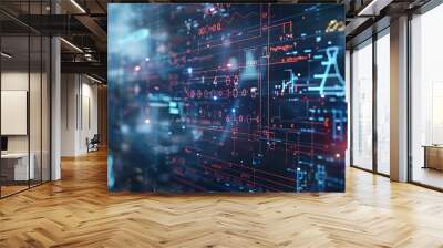 Detailed science formula on transparent computer screen, close-up, sharp symbols and equations, clear design 32k, full ultra hd, high resolution Wall mural