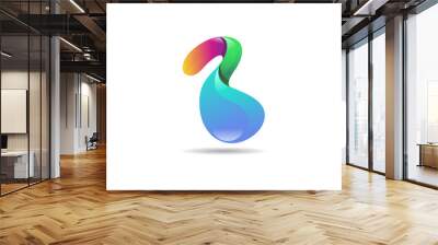 Abstract colorful logo, 3d modern icon concept Wall mural