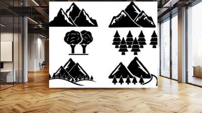 mountain icon, mountain vector, mountain logo sign symbol of nature landscape illustrations Wall mural