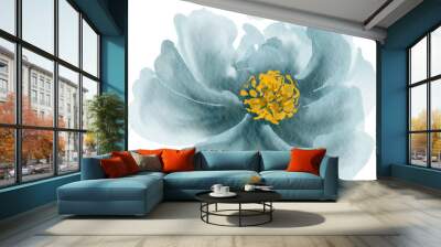 Watercolor blue flower. Design element with floral theme. Wall mural