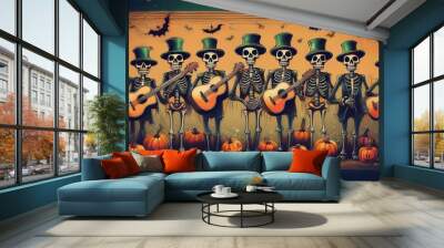 The skeletons enjoy Halloween party Wall mural