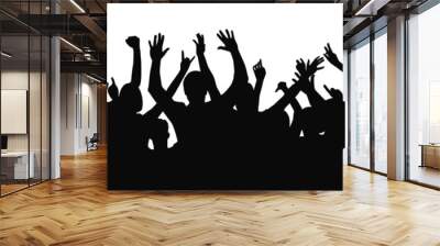 Cheering crowd at a concert. People raising hand at the concert, crowd concert Wall mural