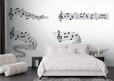 Music sheet. Musical note set. Music note stave staff Wall mural