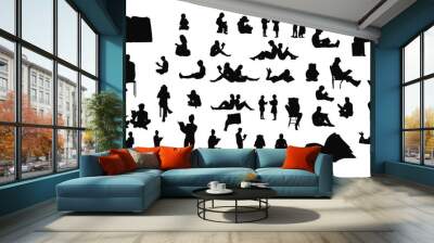 People reading book silhouette. People with a book silhouette Wall mural