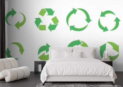 Recycling icons, recycle logo symbol vector, green recycle or recycling arrows Wall mural