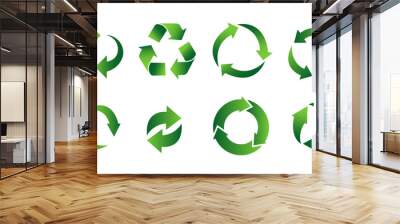 Recycling icons, recycle logo symbol vector, green recycle or recycling arrows Wall mural