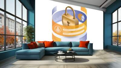 Analysis data security padlock Wall mural