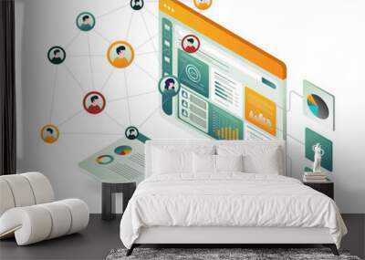 Business developer analysis management network Wall mural