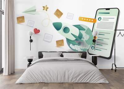 Business network startup launching flat illustration Wall mural