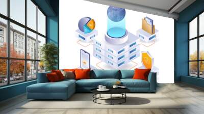 Central cloud server network Wall mural