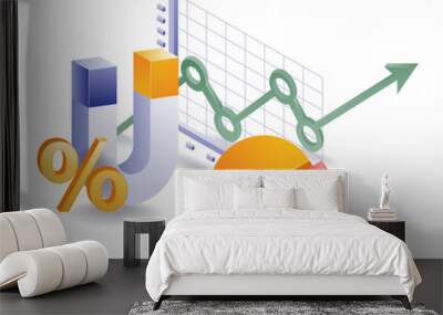 Magnet attracts business growth isometric illustration Wall mural