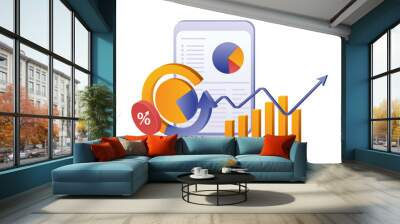 Management of business growth percentage performance analysis Wall mural