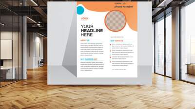 modern creative clean business flyer design template for advertising company promotion growth. orange color gradient vector abstract flat corporate flyer design illustration . a4 half free unique . Wall mural