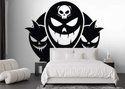 Halloween Masks vector, silhouette, logo design black and white  Wall mural