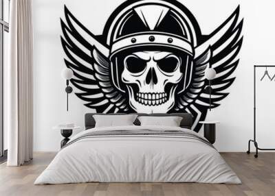 skull helmet with wings vector, art, illustration, logo design template style  Wall mural