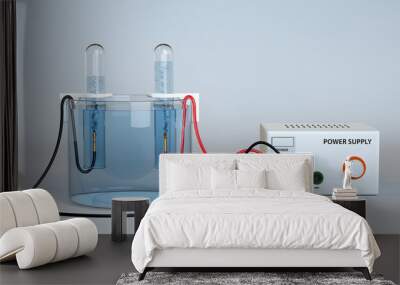 Electrolysis of Water. Oxygen and Hydrogen Production with test tubes.  Wall mural