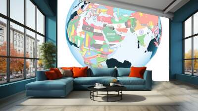 Kuwait on globe with flags Wall mural