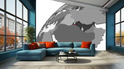 Kuwait with flag on globe Wall mural