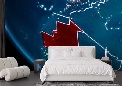 Orbit view of Mauritania at night Wall mural