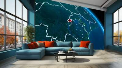 Satellite view of Rwanda at night Wall mural