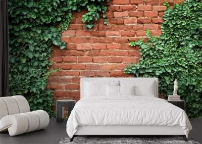 old brick wall covered in ivy Wall mural