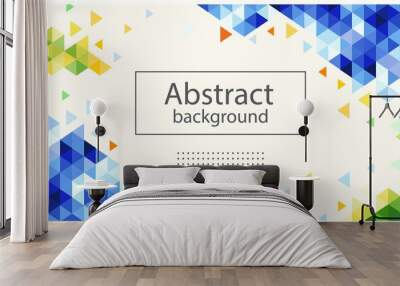 Blue abstract liquid background with orange lines and circles shapes Wall mural